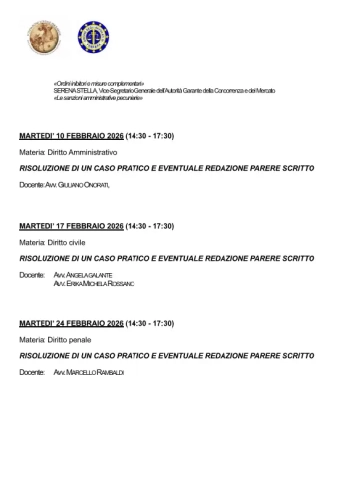 Calendario Scuoal Forense Febbraio 2026 - 2