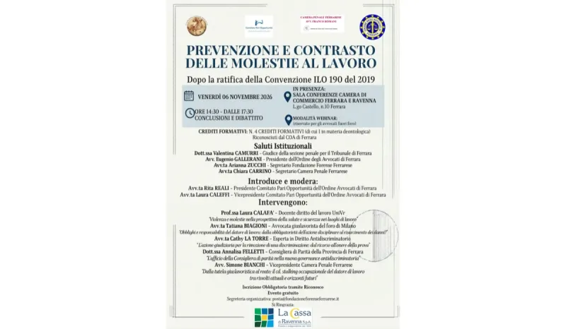 PREVENZIONE E CONTRASTO DELLE MOLESTIE AL LAVORO DOPO LA RATIFICA DELLA CONVENZIONE ILO 190 DEL 2019